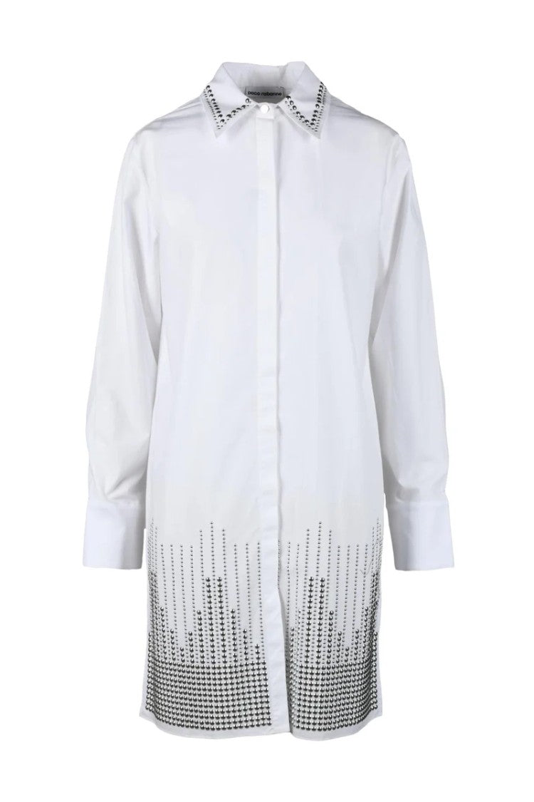 Paco Rabanne Indigo Cotton Shirt With Geometric Dot Pattern