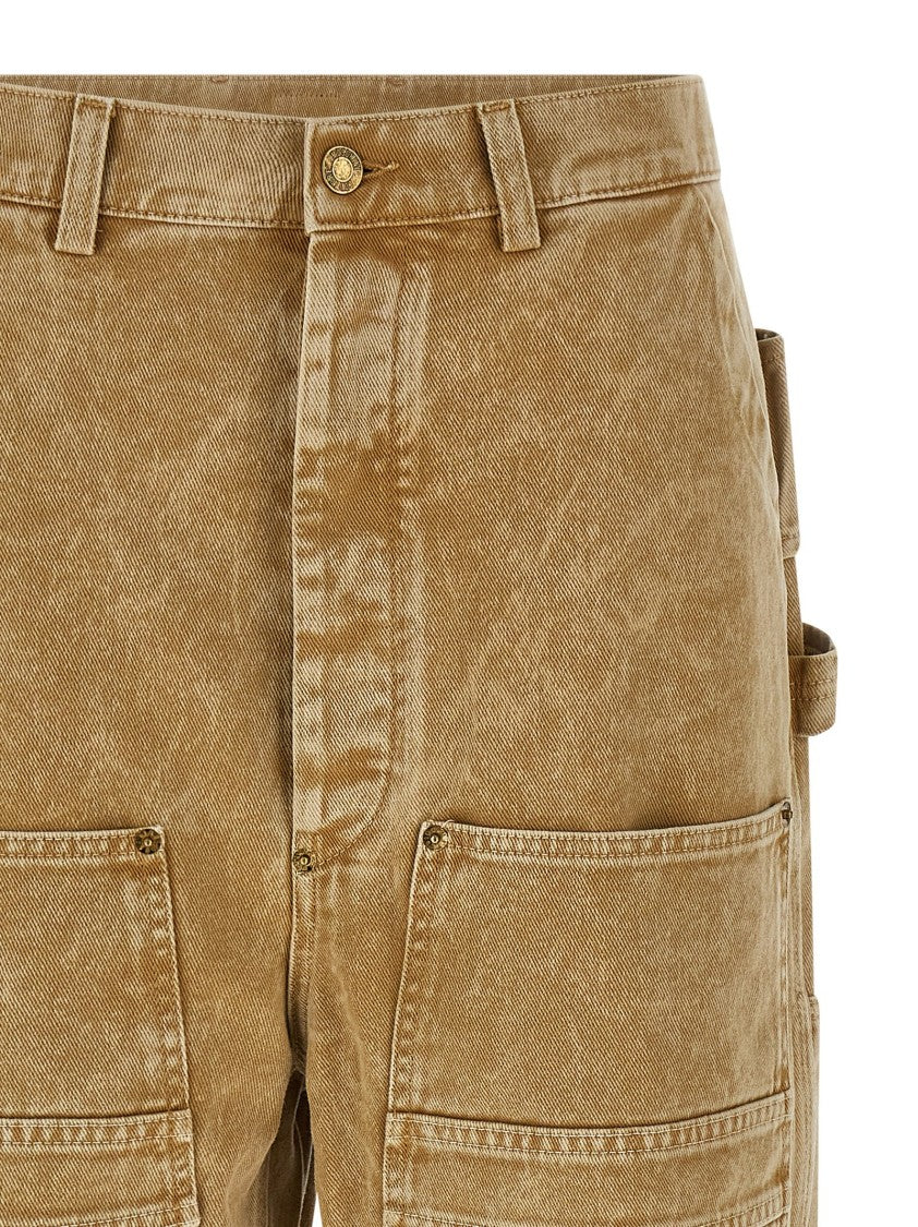 Moschino Garment-Dyed Cotton Drill Trousers With Multi-Pocket Style