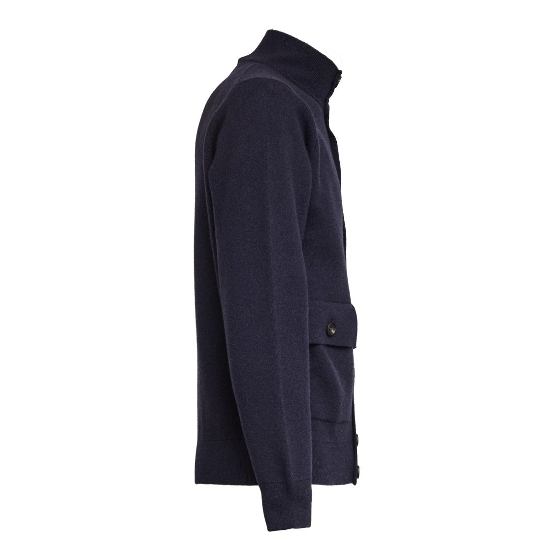 Filippo De Laurentiis High Collar Button-Closure Cardigan With Flap Pockets