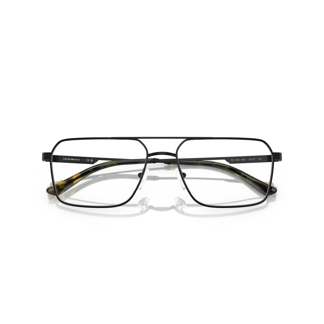 Emporio Armani 0Ea1166 Rectangular Metal Frame Eyeglasses With Double Bridge Design