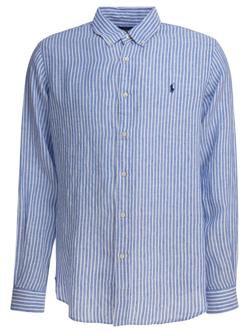 Polo Ralph Lauren Contoured Linen Shirt With Vertical Stripes