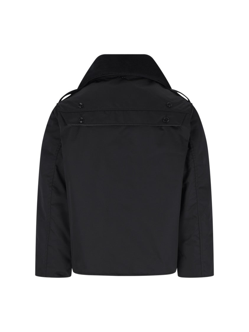 Junya Watanabe Black Military Faux Fur Collar Padded Shirt Jacket