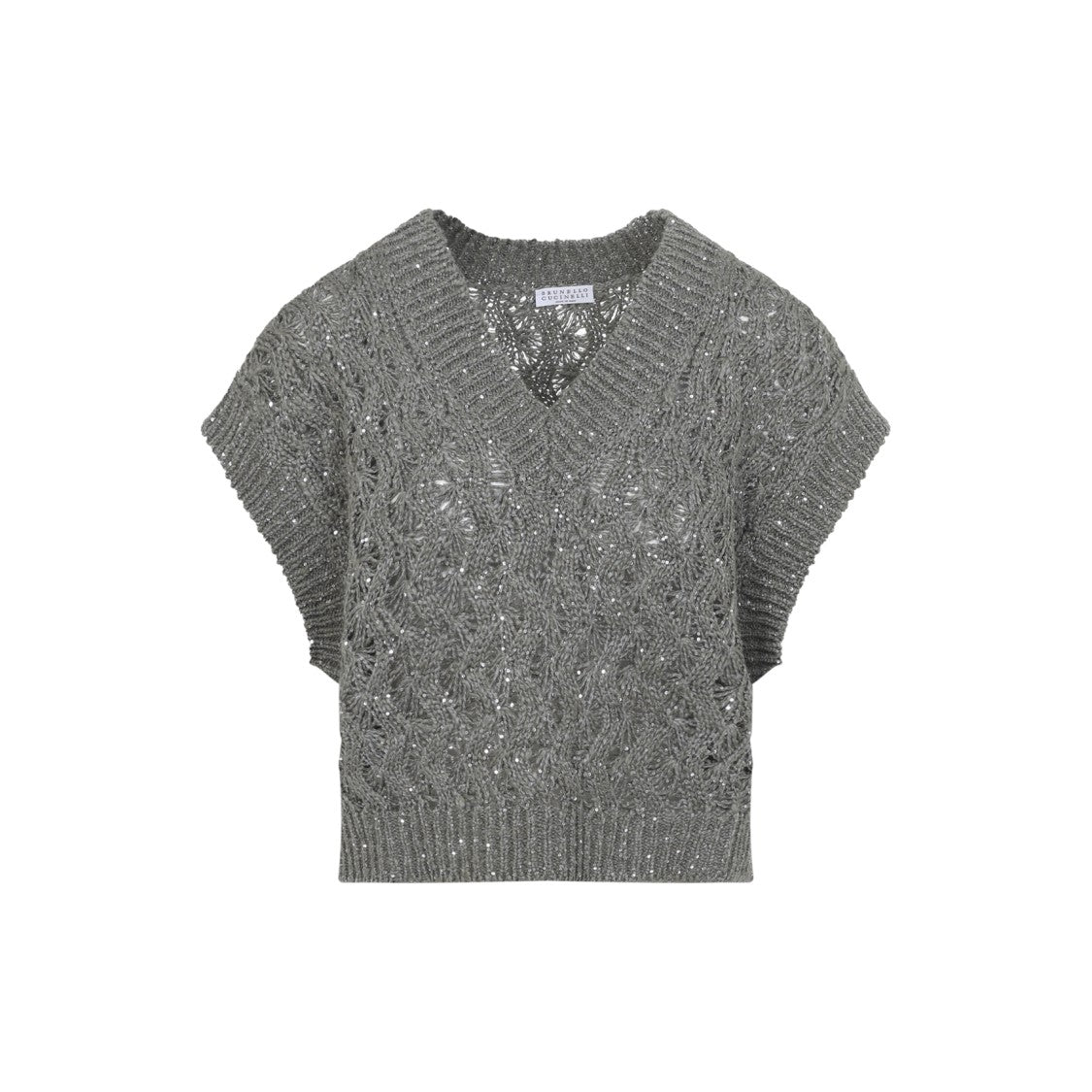 Brunello Cucinelli Deep V-Neck Sleeveless Knitted Top