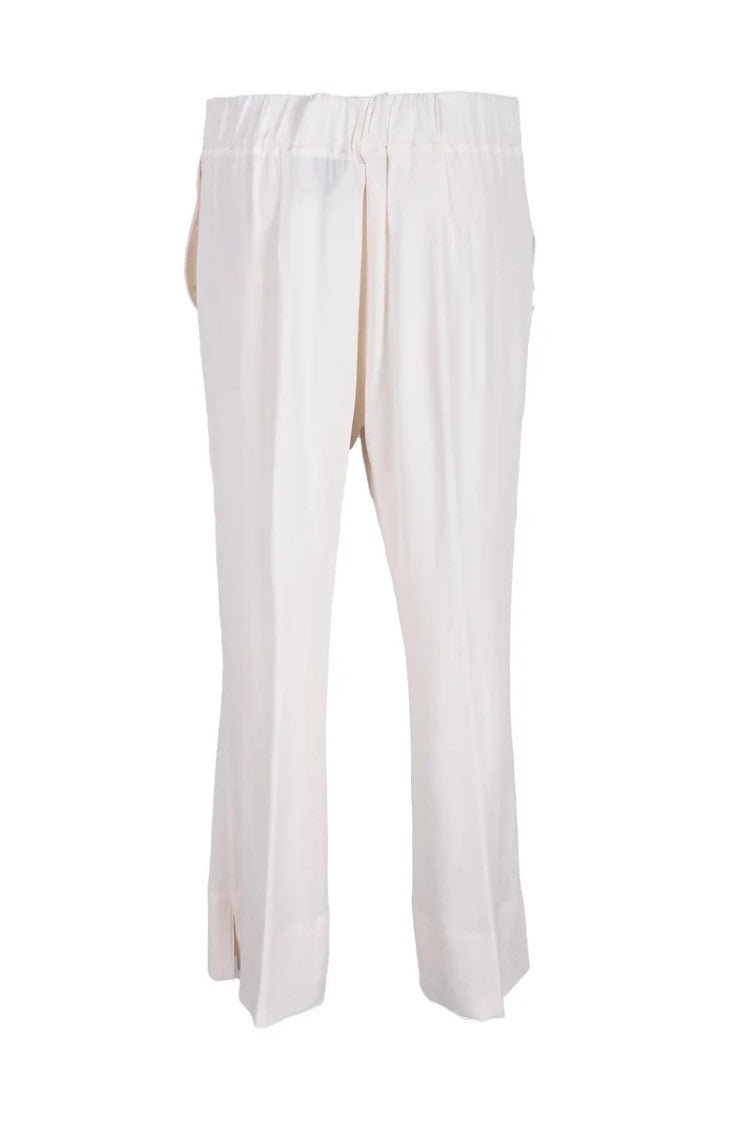 Semi Couture Trousers Silk Acetate White