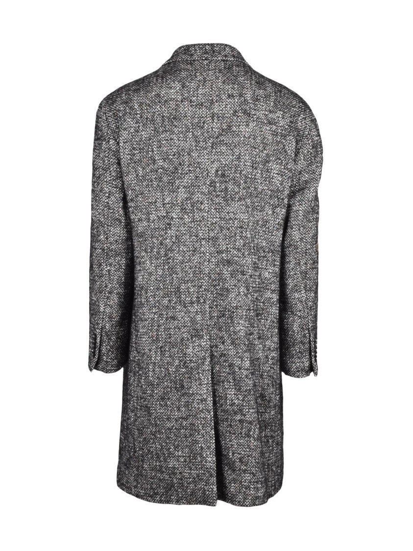 Tagliatore Black Cotton-Blend Double-Breasted Coat