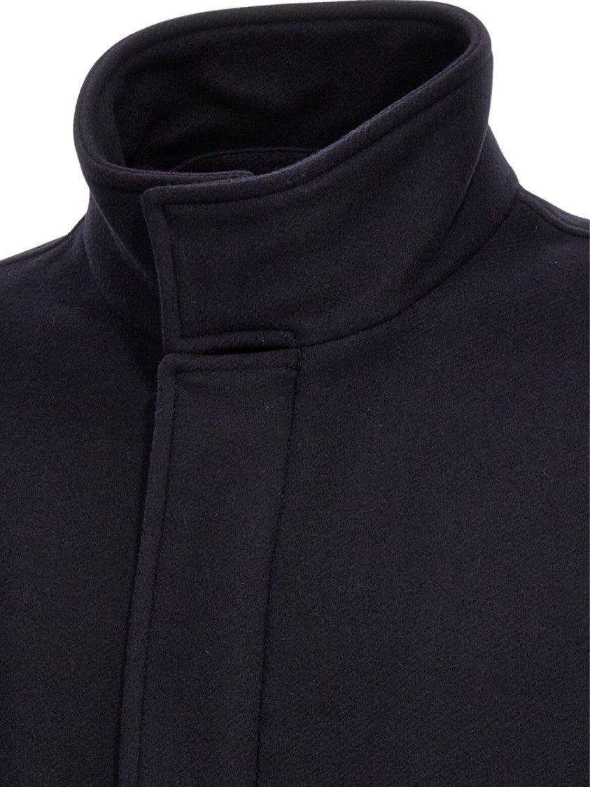 Herno Single-Breasted Coat Removable Fur Collar Zip