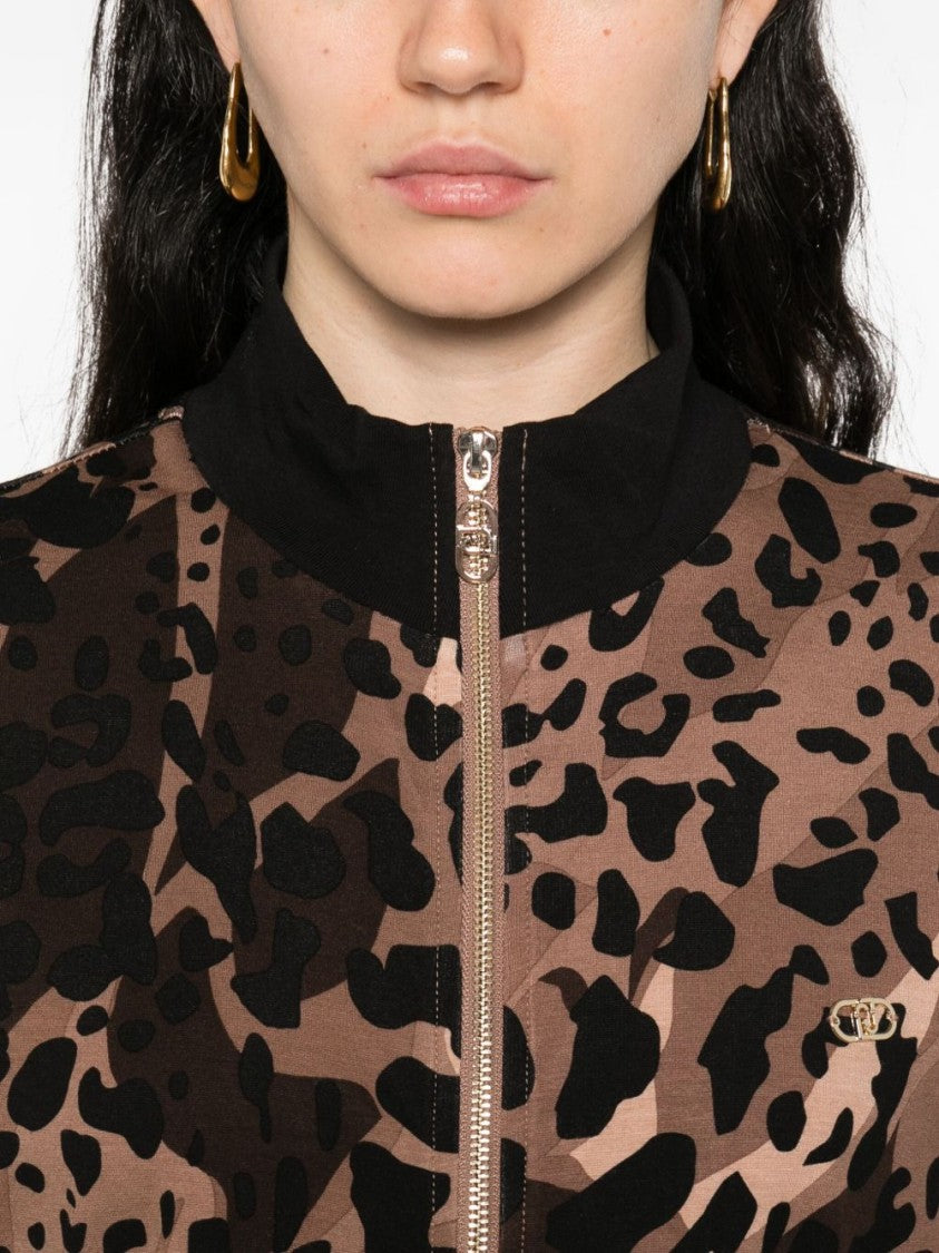 Liu Jo Leopard Print Viscose Blend Sweater