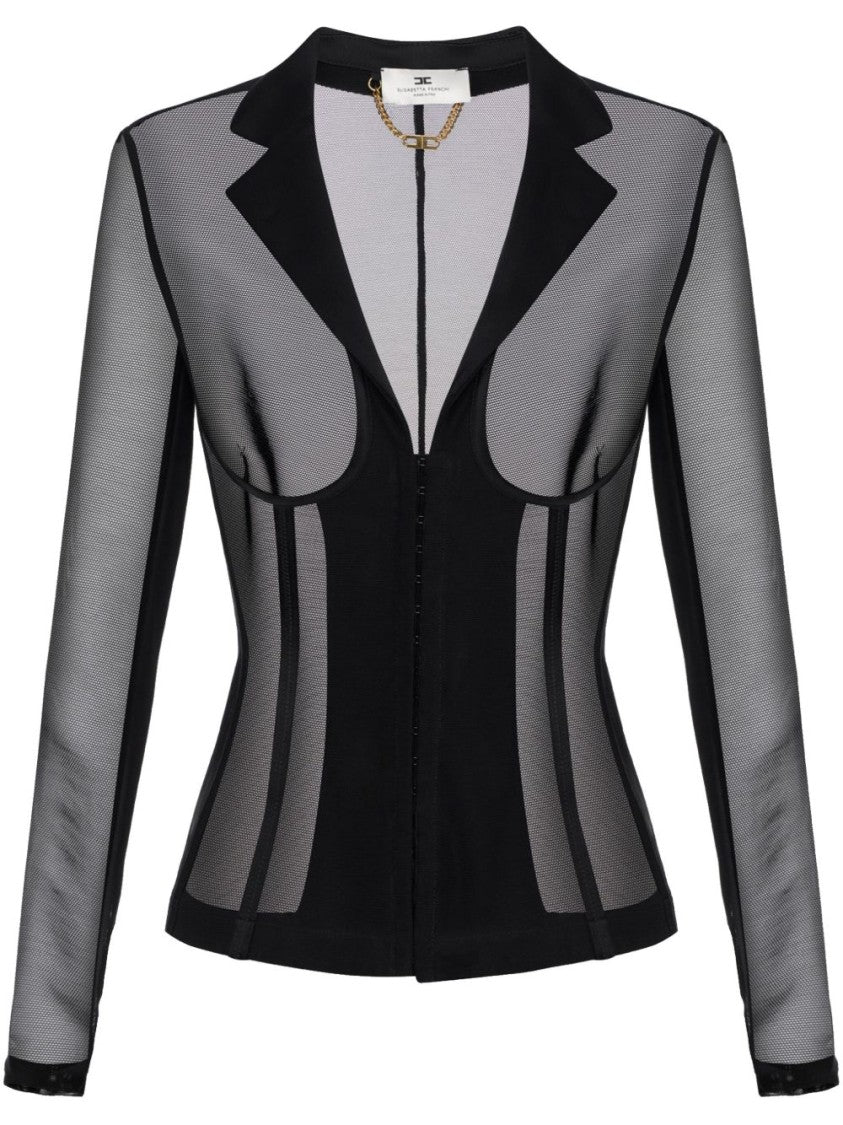 Elisabetta Franchi Tailored Black Jacket With Sheer