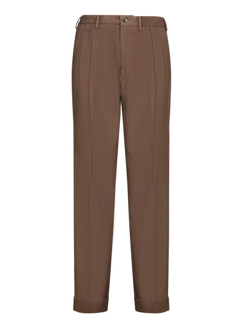 Dell'oglio Tailored Brown Trousers With Classic Design