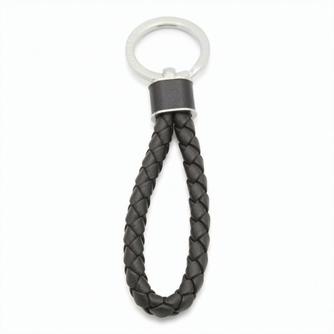 Bottega Veneta Braided Lambskin Keyring With Polished Metal Ring