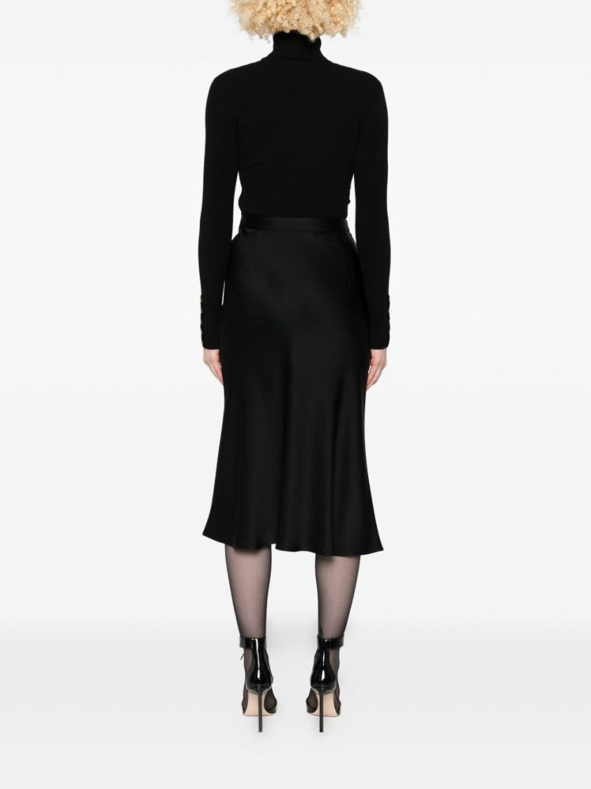 Elisabetta Franchi Black Midi Dress With Ribbed Turtleneck