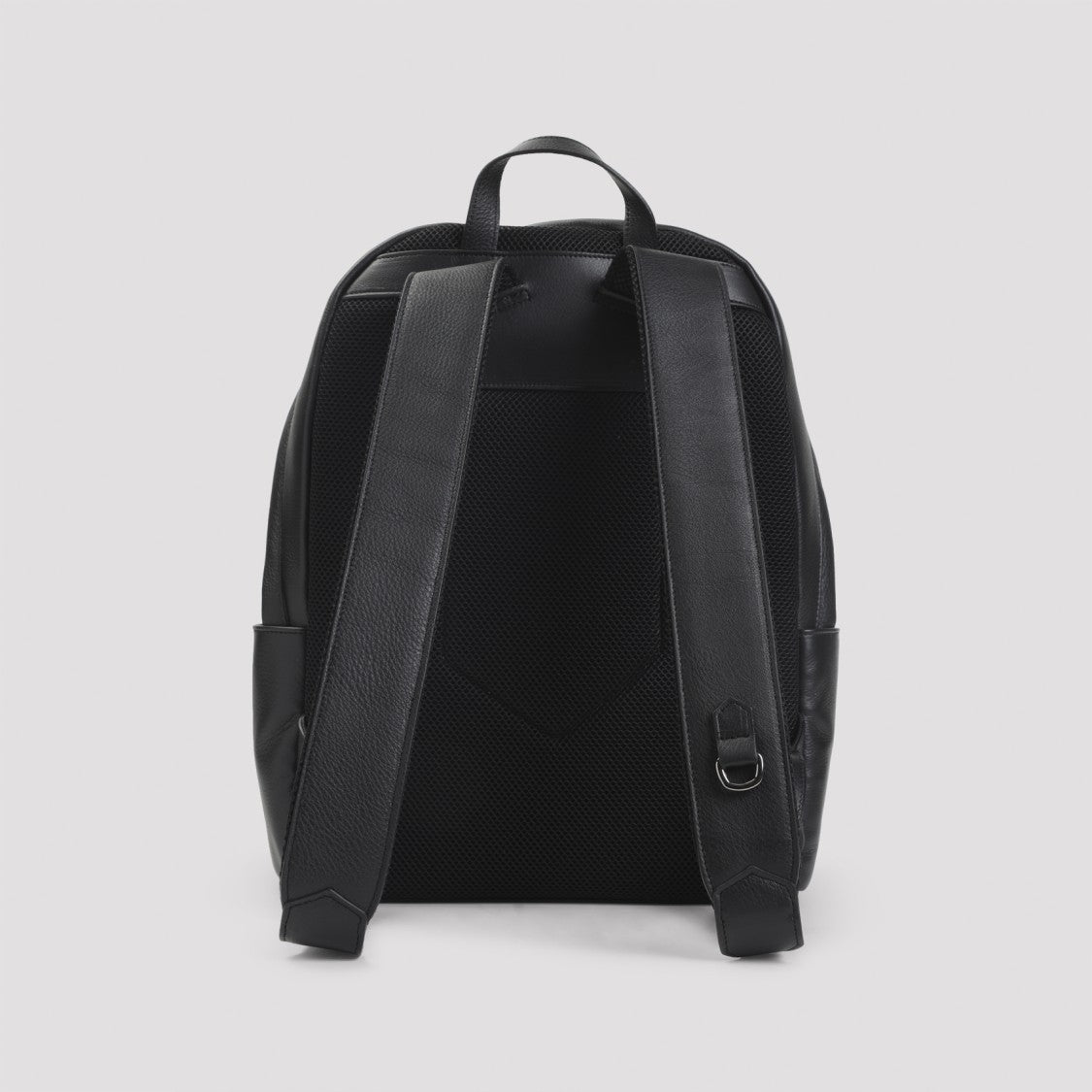 Canali Black Leather Backpack