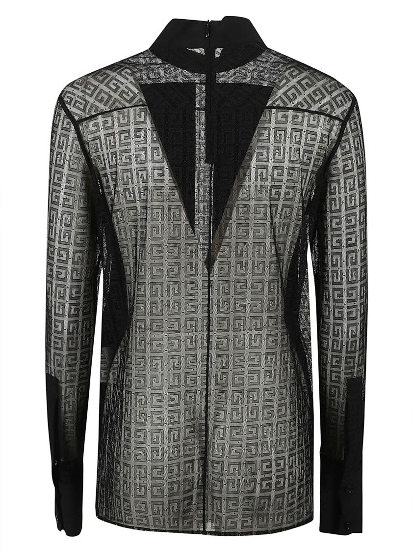 Givenchy Geometric Sheer Panel Black Shirt