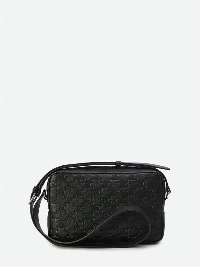 Celine Embossed Calf Leather Crossbody Bag With Adjustable Strap