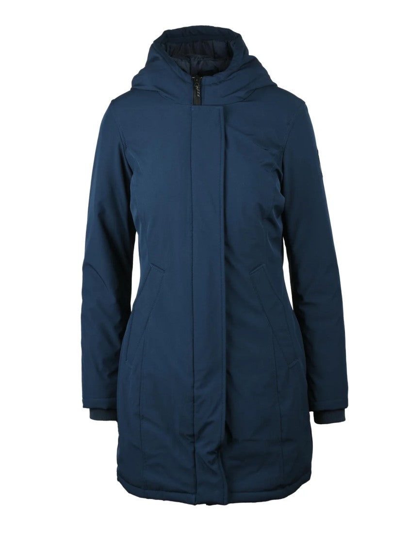 Bomboogie Blue Fitted Polyester-Blend Parka