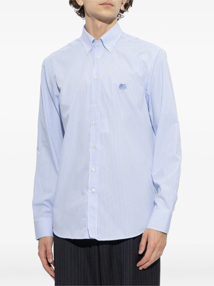 Etro Light Blue And White Striped Button-Up Shirt