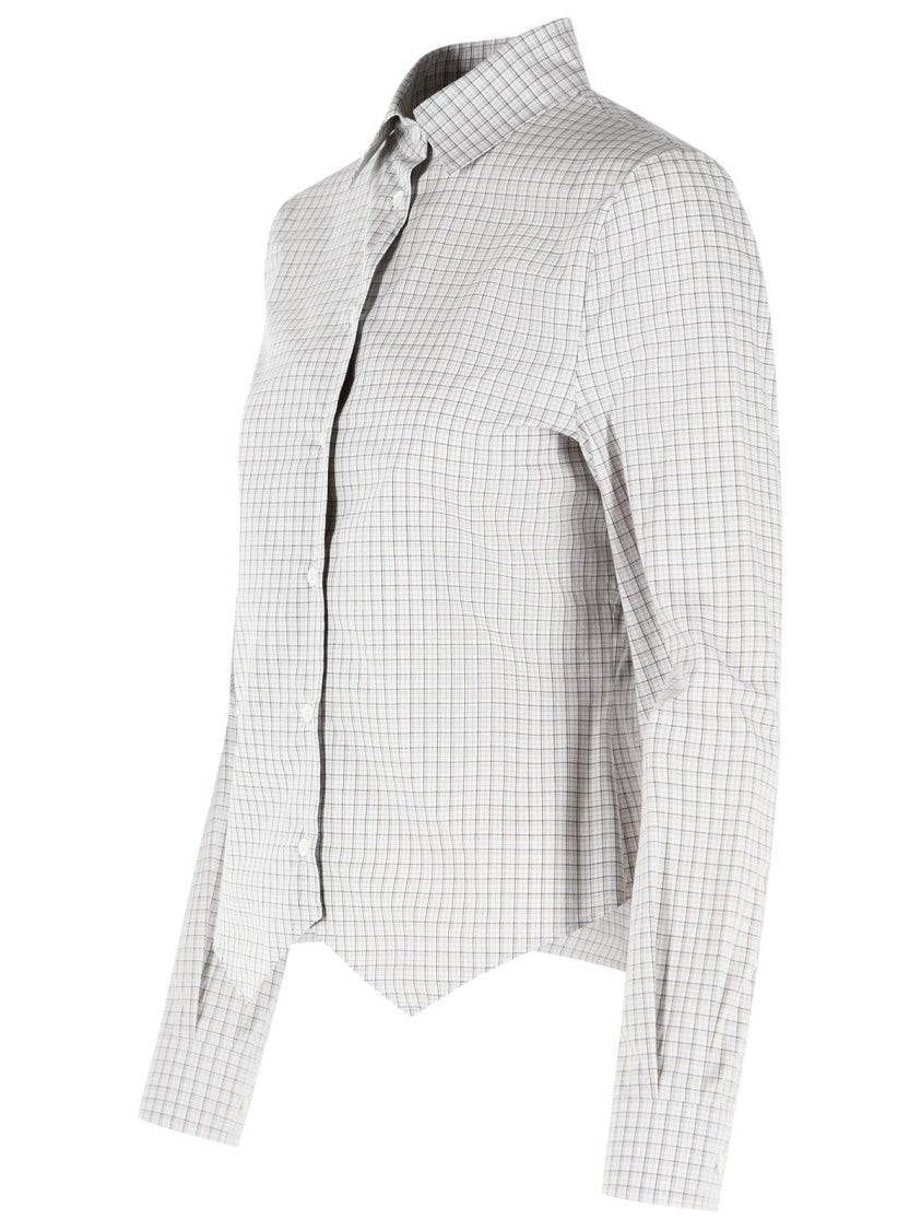 Maison Margiela Beige Checkered Asymmetric Hem Cotton Shirt