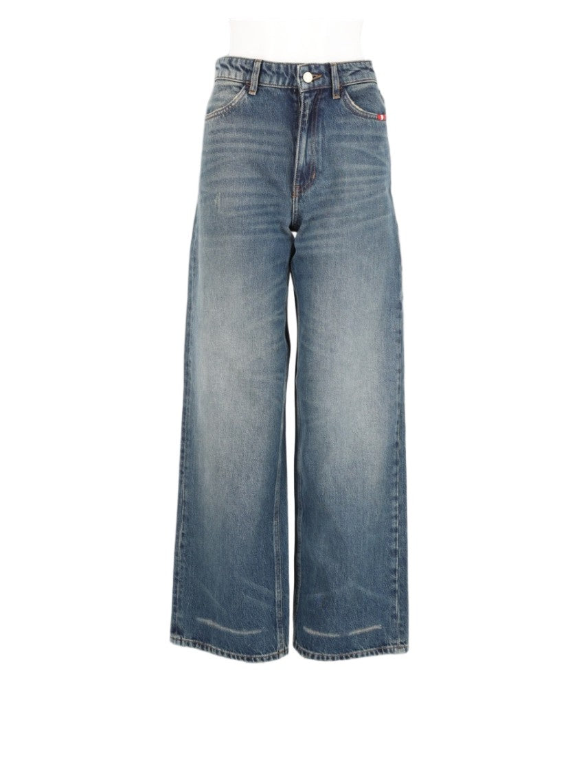 Amish Mid-Rise Faded Wash Wide-Leg Jeans
