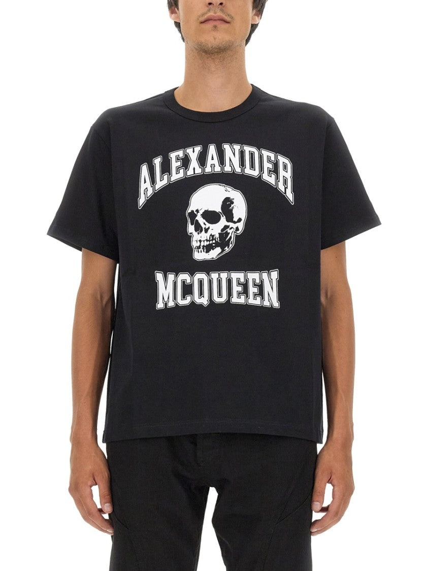 Alexander Mcqueen Skull Logo Cotton T-Shirt