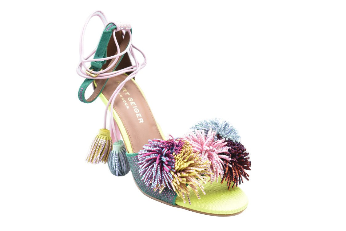 Kurt Geiger Open-Toe Pumps With Multicolored Pom-Pom Embellishments