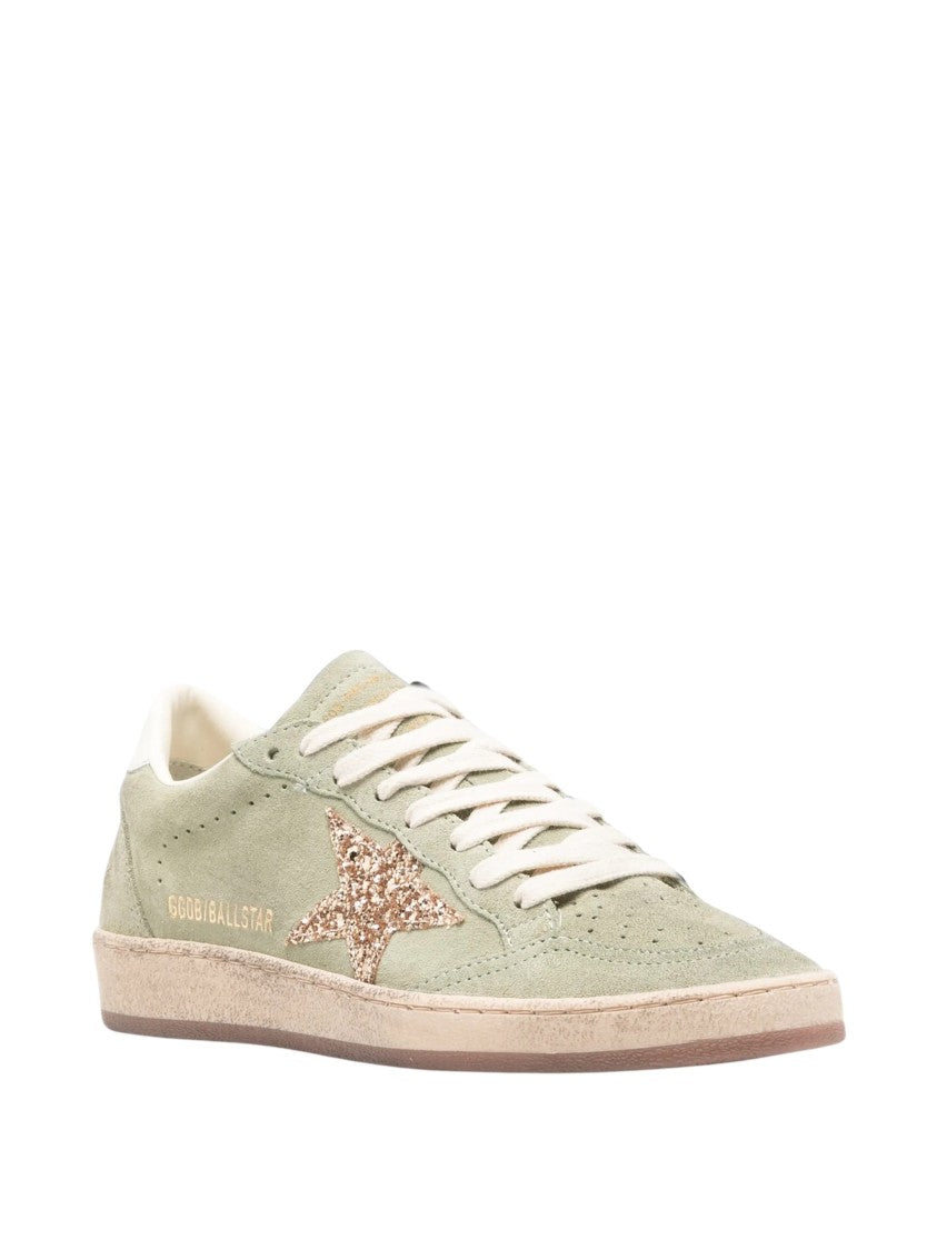 Golden Goose Green Suede Sneakers With Glittering Star Detail