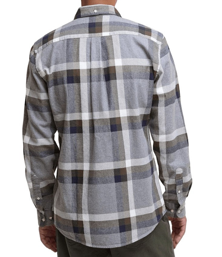 Barbour Button-Down Plaid Shirt In Light Grey