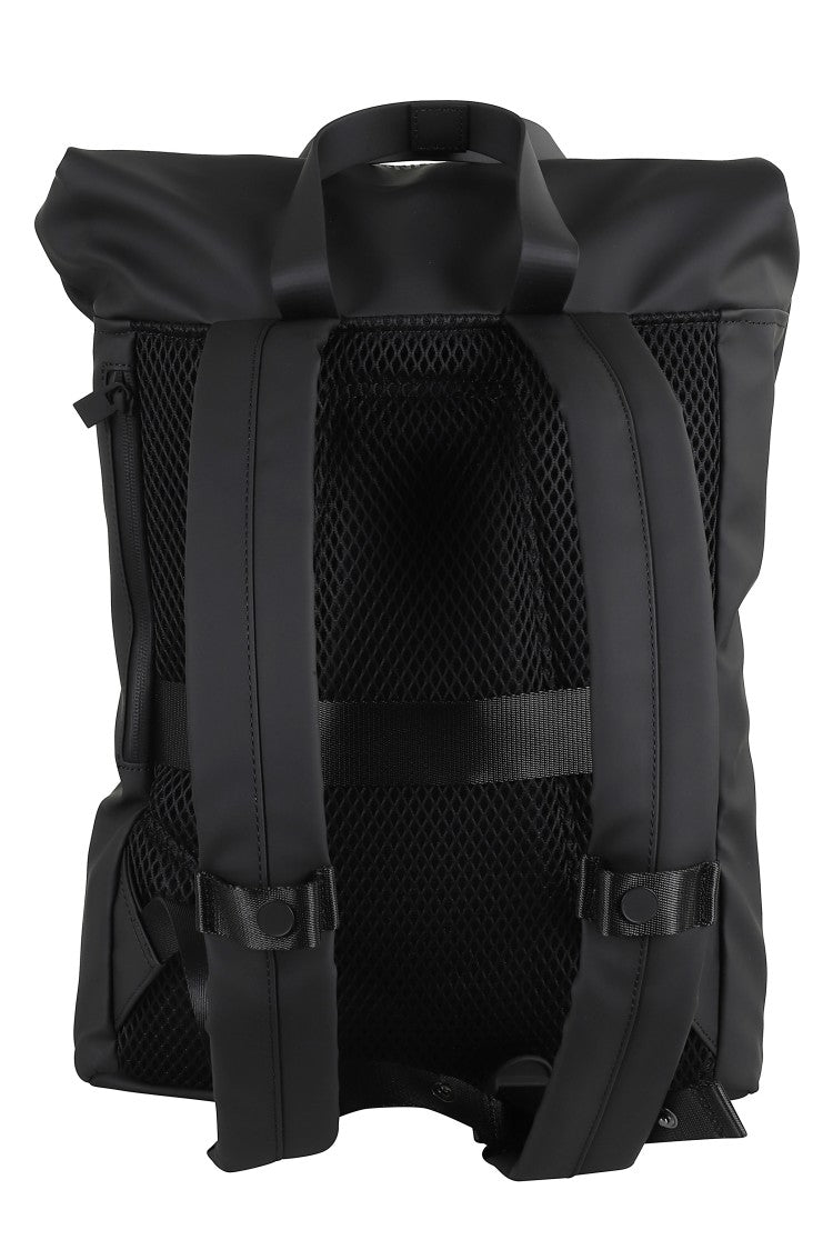 Rains Black Roll-Top Backpack With Adjustable Straps