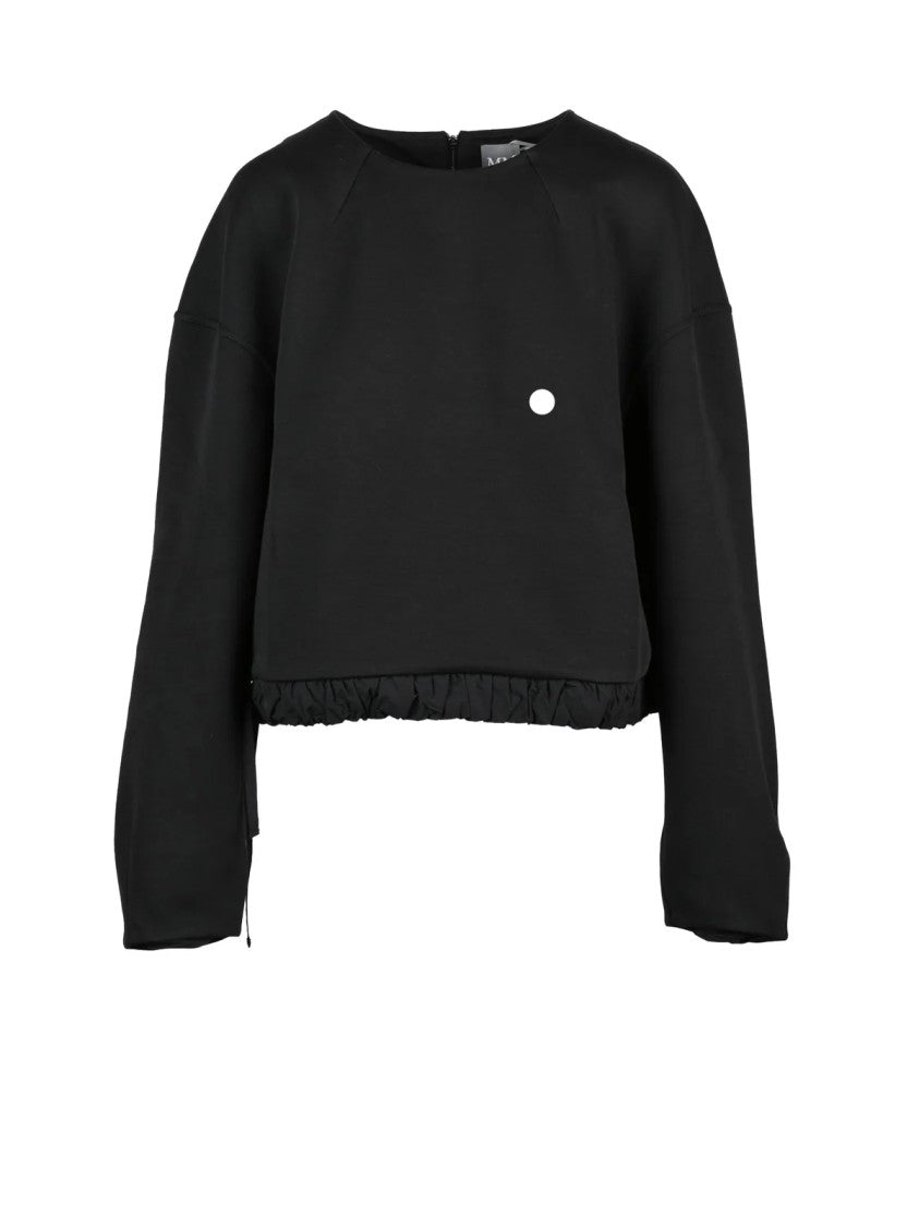 Mm By Max Mara Black Crew Neck Back Zip Polyester Sweatshirt