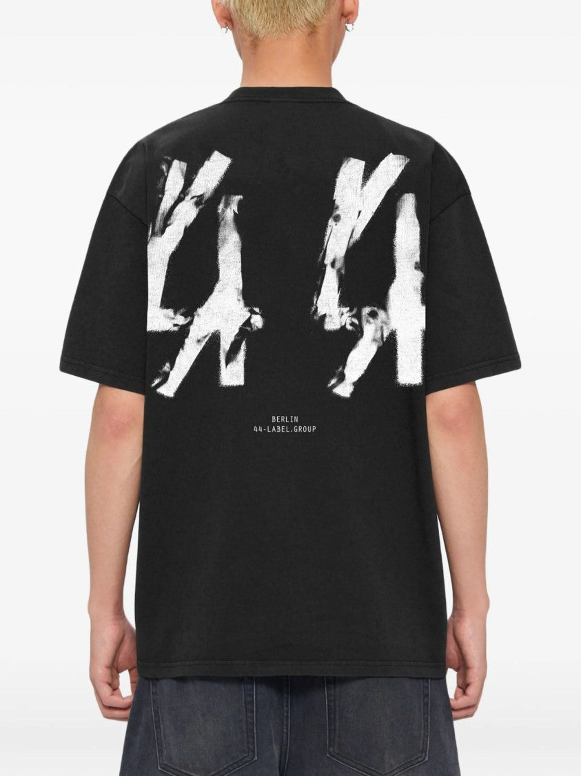 44 Label Group Black Short-Sleeve Distressed T-Shirt