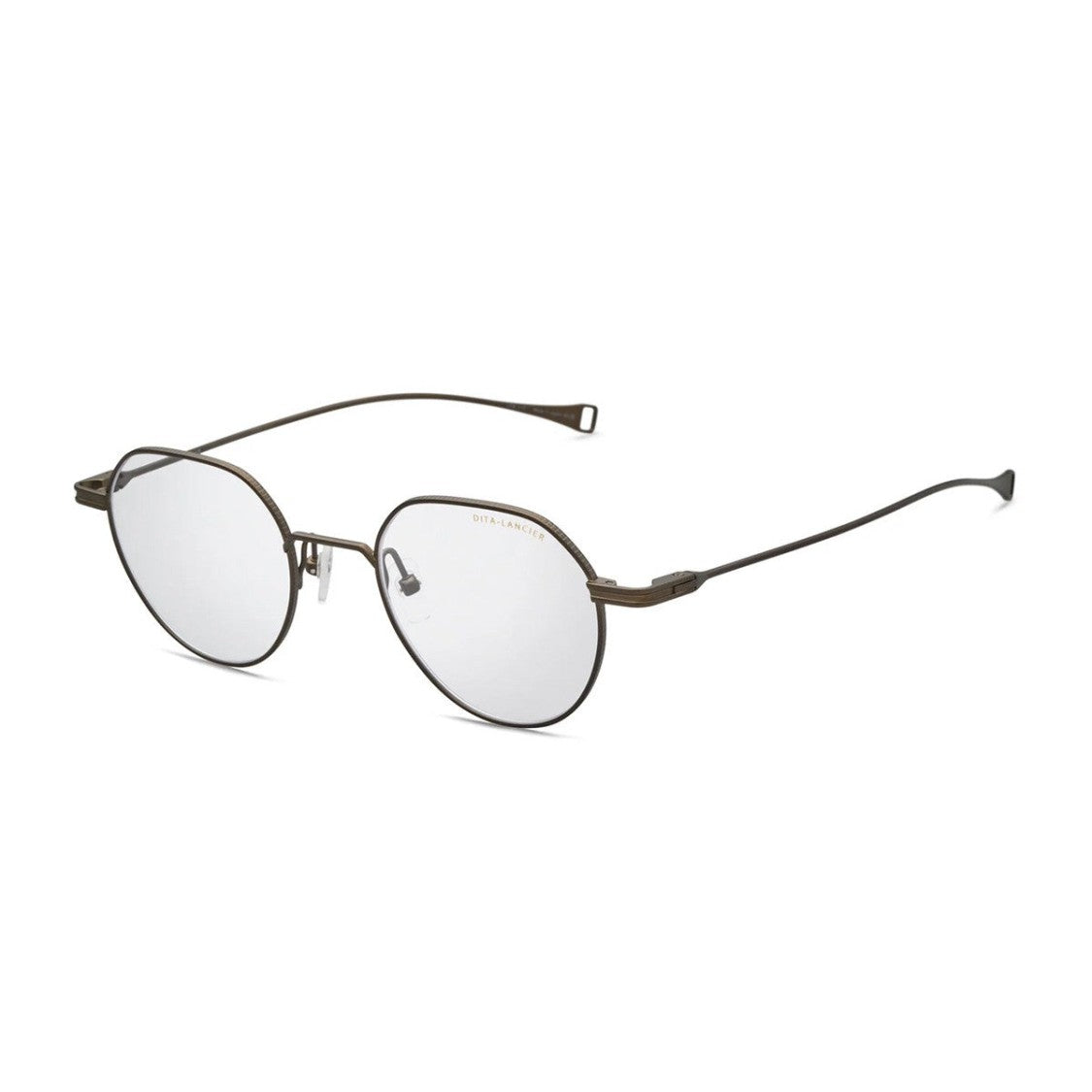 Dita Lancier Brown Lsa 117 Titanium Geometric Eyeglasses