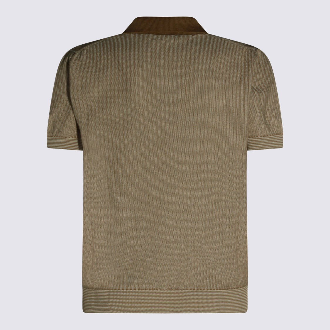 Piacenza Cashmere Ribbed Knit Polo Shirt With Contrasting Collar