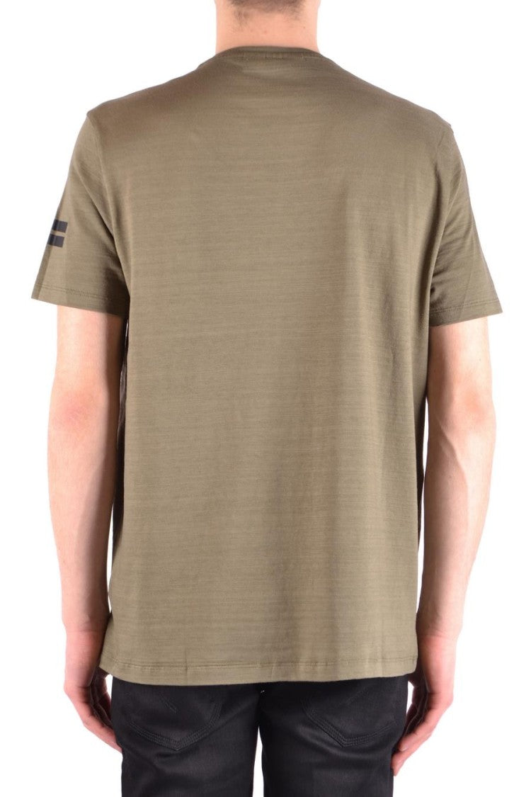 Neil Barrett Olive Green Cotton T-Shirt With Graphic Detail