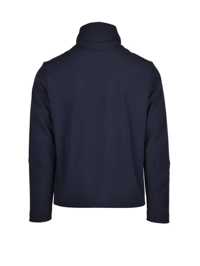 People Of Shibuya Navy Blue Ontake Coat With High Collar And Minimalist Design