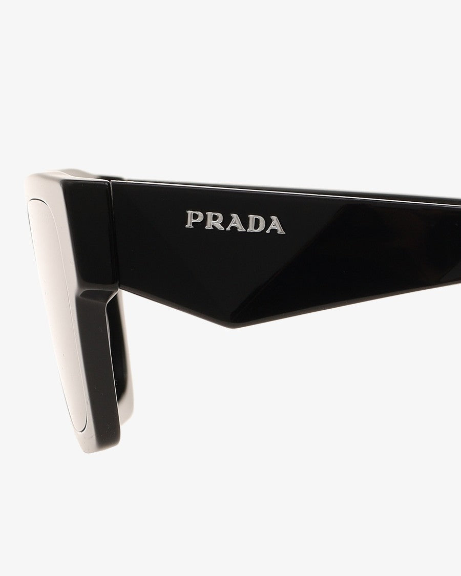 Prada Geometric Temple Sunglasses With Sculpted Triangular Surface