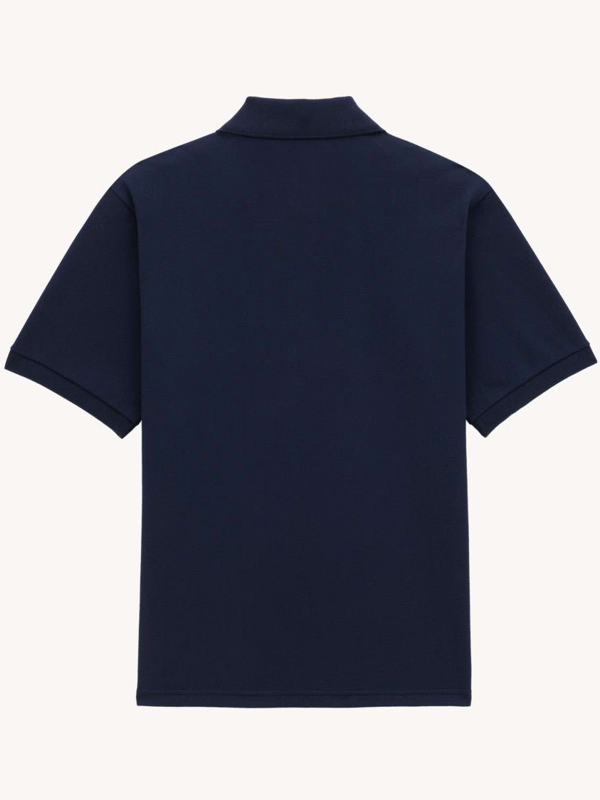 Saint Laurent Short-Sleeve Cassandre Polo With Tonal Embroidery And Asymmetrical Hem