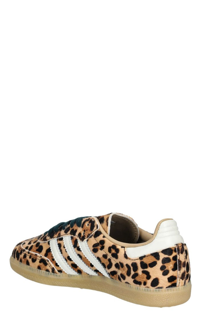 Adidas Originals Leopard Print Samba Og Textured Leather Sole Leather Sneakers