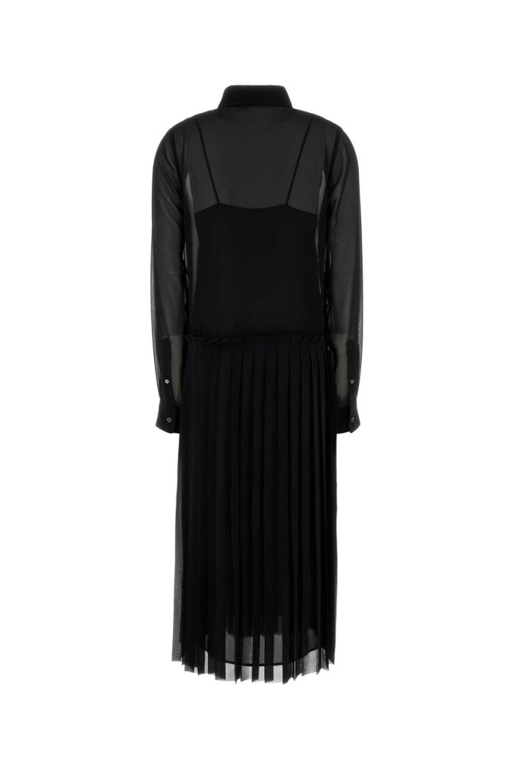 Ami Black Polyester Shirt Dress