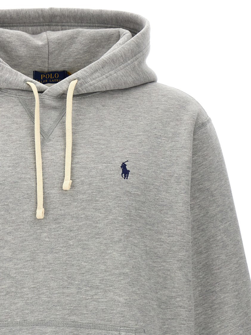 Polo Ralph Lauren Grey Cotton Hoodie With Kangaroo Pocket