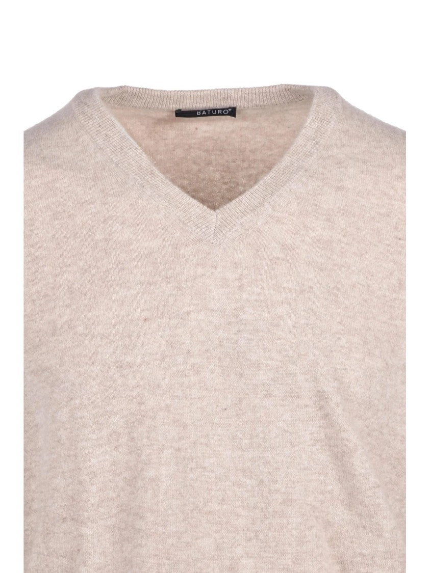Baturo Light Beige Wool Crewneck Sweater