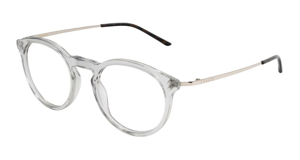 Gucci Grey Silver Temples Large Rounded Eyeglasses