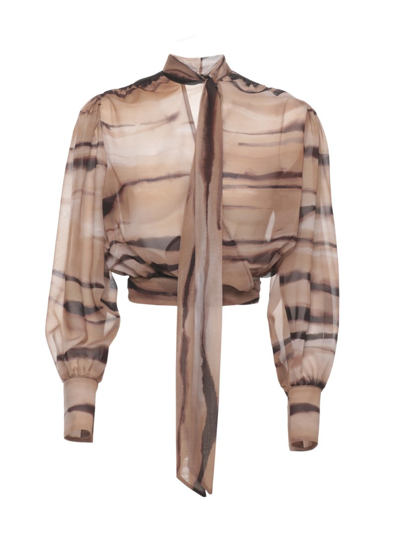 Elisabetta Franchi Chiffon Animalier Blouse