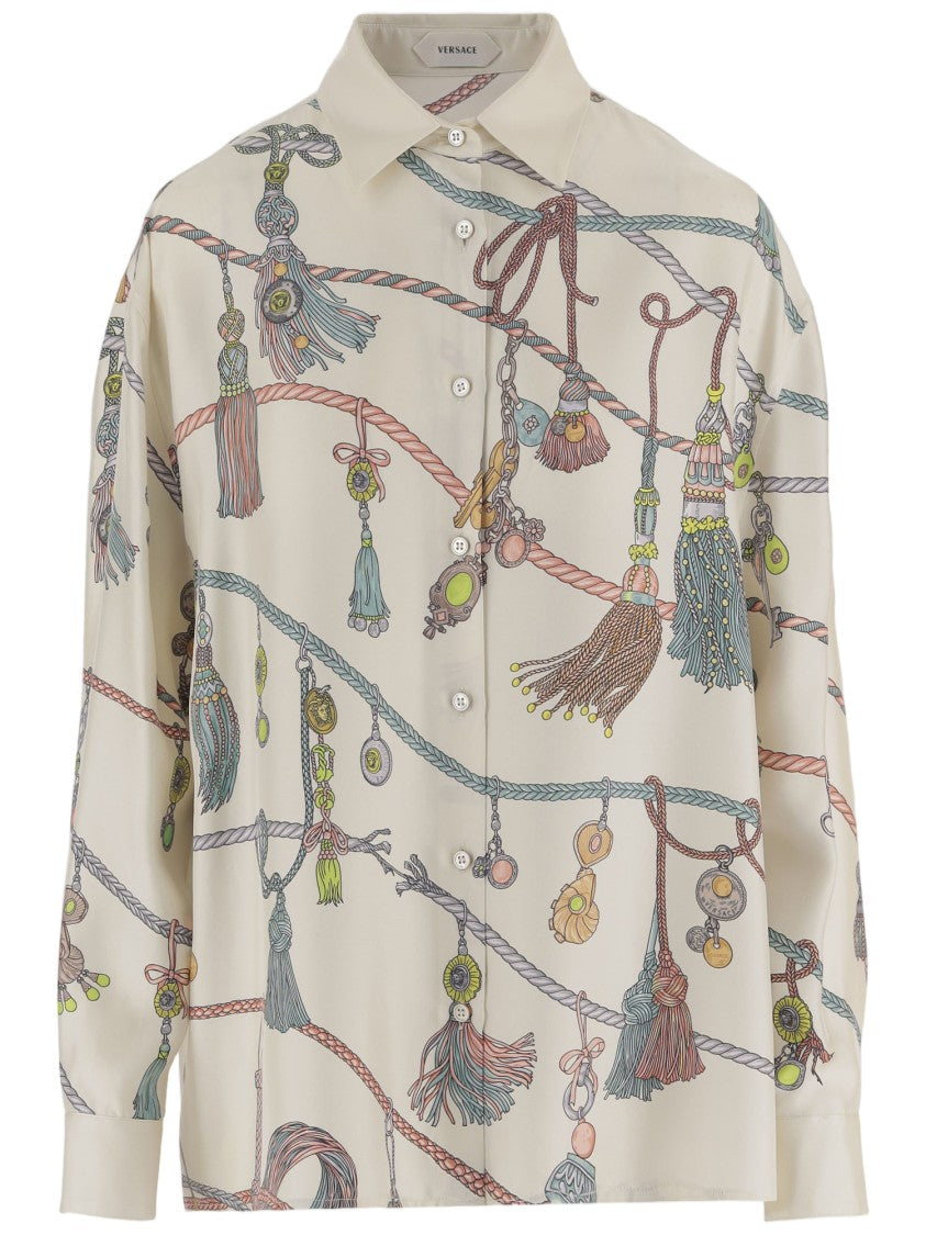 Versace Silk Shirt With Intricate All-Over Print