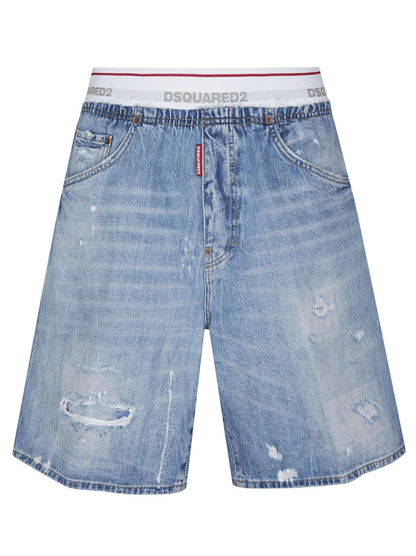 Dsquared2 Light Blue Surfer Denim Shorts