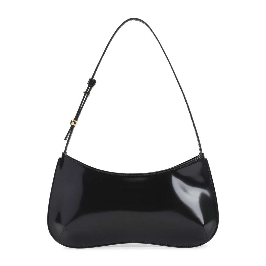 Jacquemus Curved Black Leather Handbag With Adjustable Strap