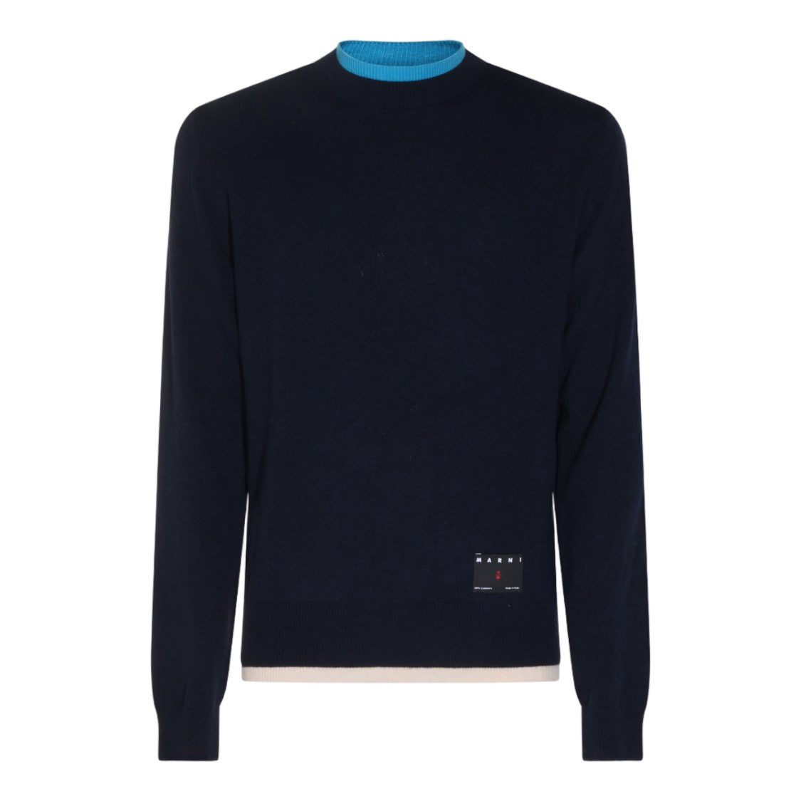 Marni Crew Neck Sweater With Contrasting Ribbed Collar