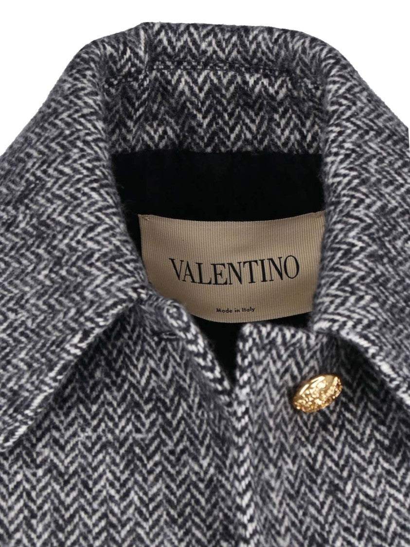 Valentino Pointed Collar Gold Button Grey Virgin Wool Jacket
