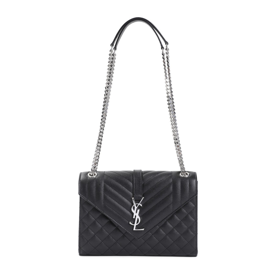 Saint Laurent Black Grained Leather Envel Bag