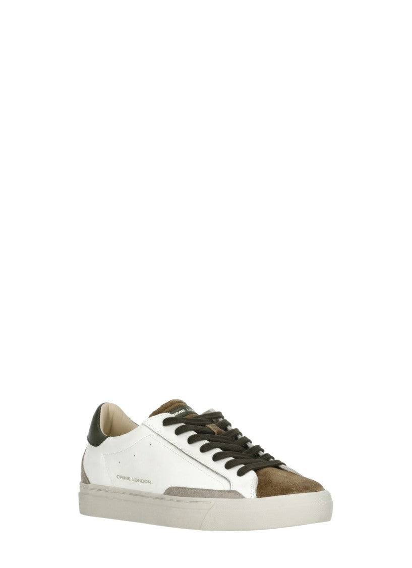 Crime London Brown Essential Suede Leather Used-Effect Low-Top Sneakers