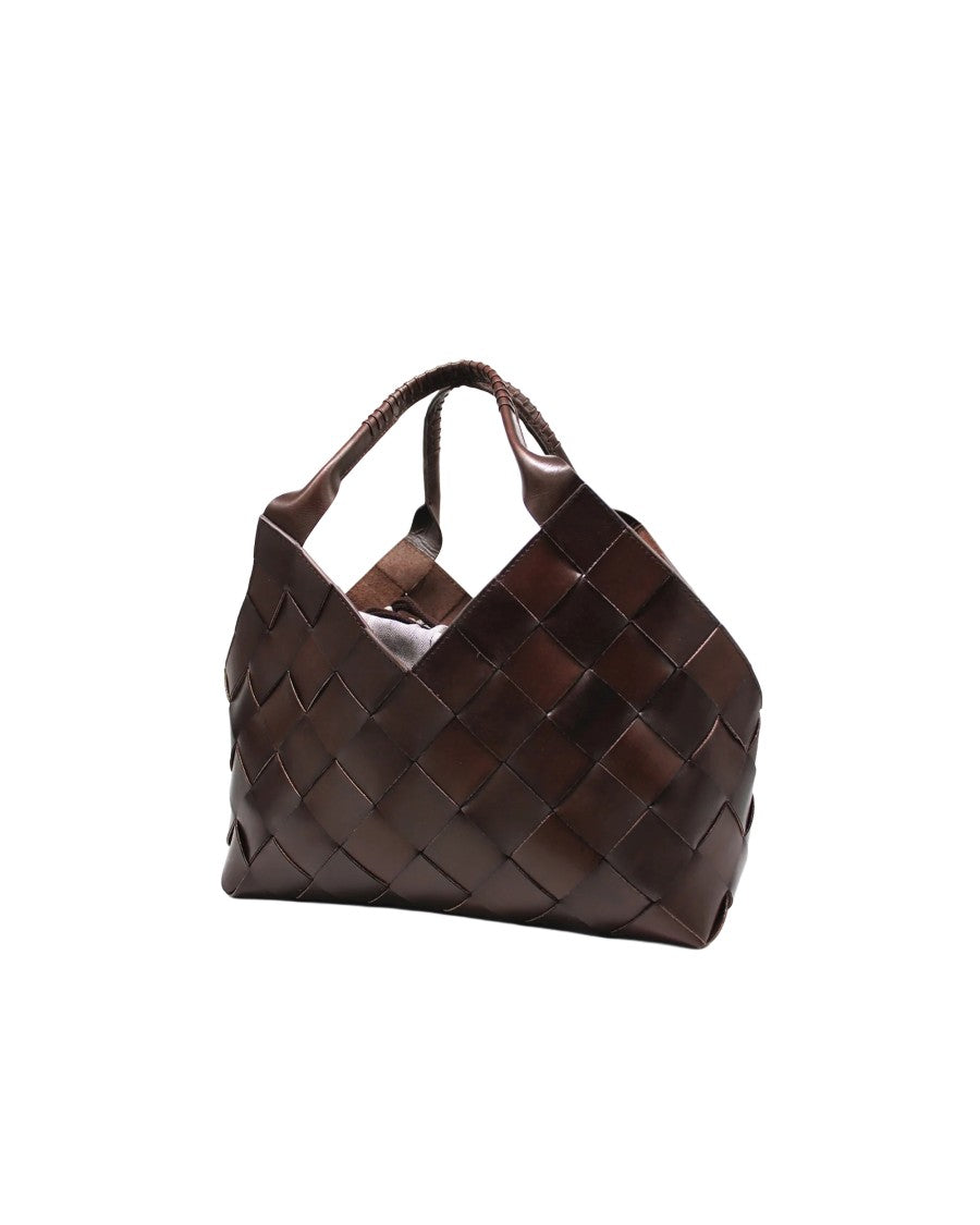 Dragon Diffusion Castello Dark Brown Woven Cow Leather Shoulder Bag