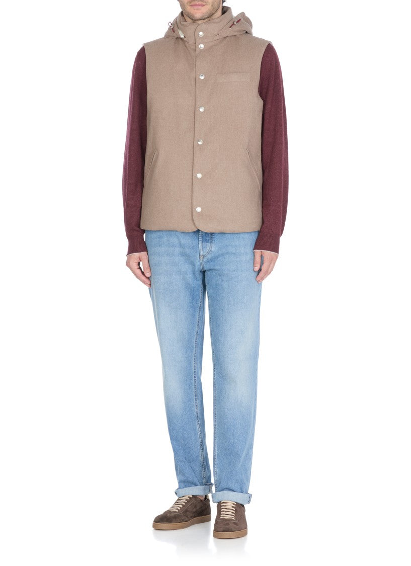 Brunello Cucinelli Brown Wool Padded Vest